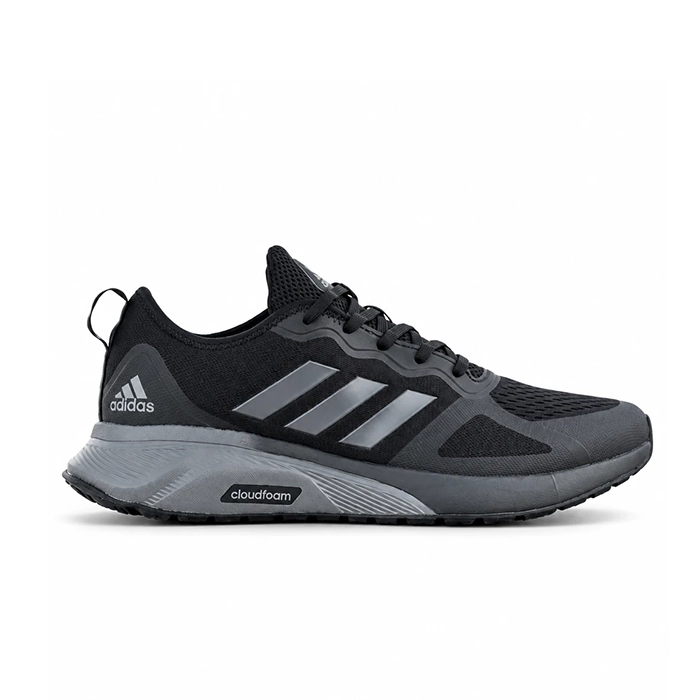 کفش کتانی وارداتی رانینگ و پیاده‌ روی آدیداس مدل کلودفوم Adidas Cloudfoam سبک و تنفس‌پذیر (مشکی طوسی)