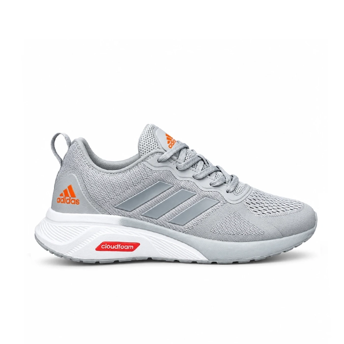 کفش کتانی وارداتی رانینگ و پیاده‌ روی آدیداس مدل کلودفوم Adidas Cloudfoam سبک و تنفس‌پذیر (طوسی سفید)