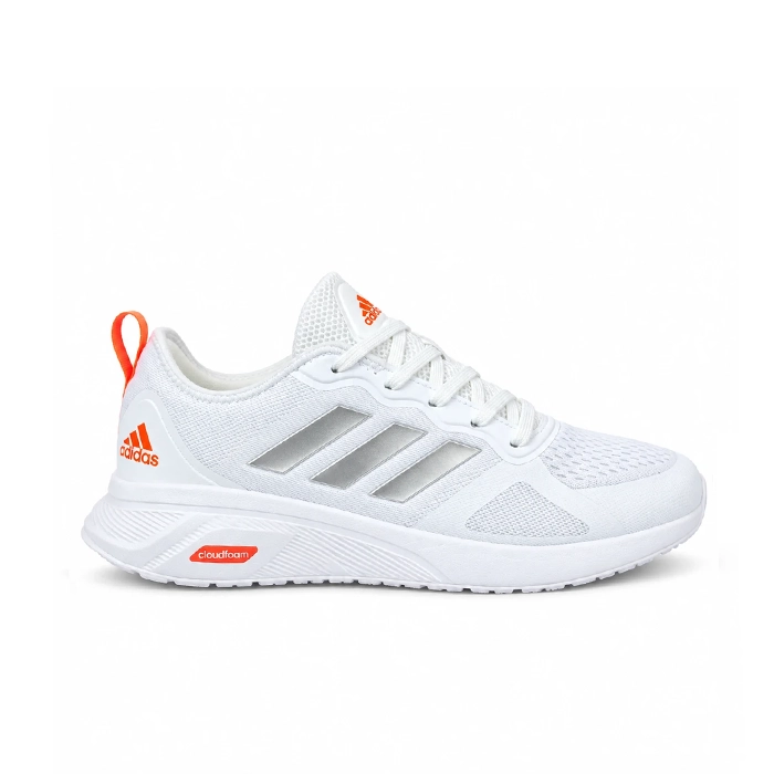 کفش کتانی وارداتی رانینگ و پیاده‌ روی آدیداس مدل کلودفوم Adidas Cloudfoam سبک و تنفس‌پذیر (سفیدنارنجی)