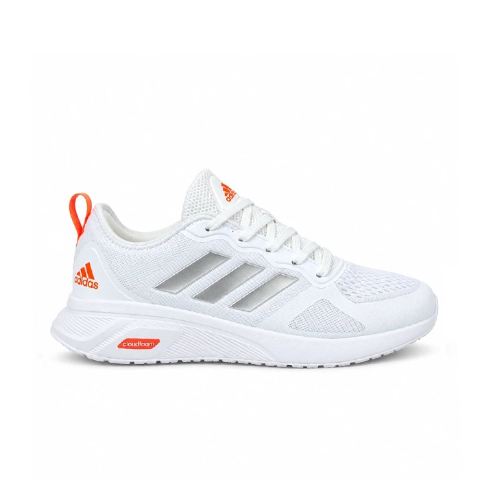 کفش کتانی وارداتی رانینگ و پیاده روی آدیداس مدل کلودفوم Adidas Cloudfoam سبک و تنفسپذیر (سفیدنارنجی)
